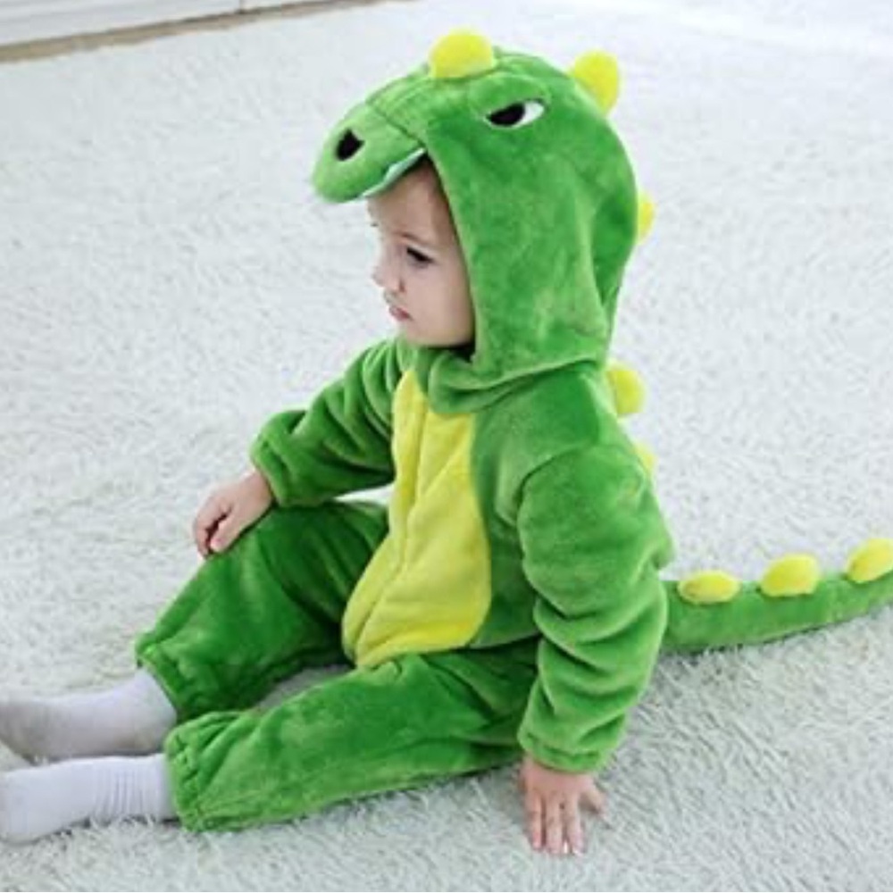 Green Alligator, Dinosaur Or Dragon Halloween Dress Up Costume Onesie Romper